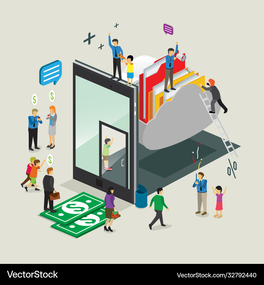 Cloud computing app isometric vector image