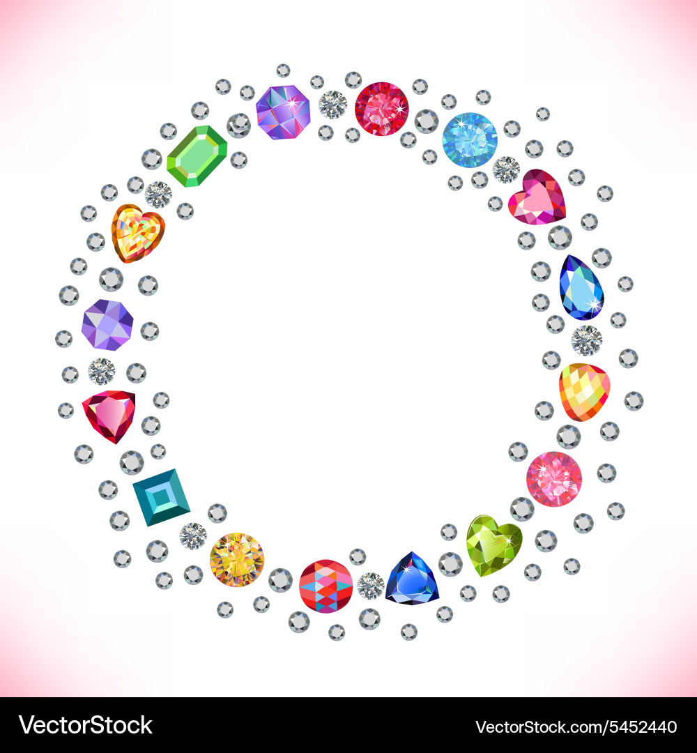 Colored gems square round frame Vector Image