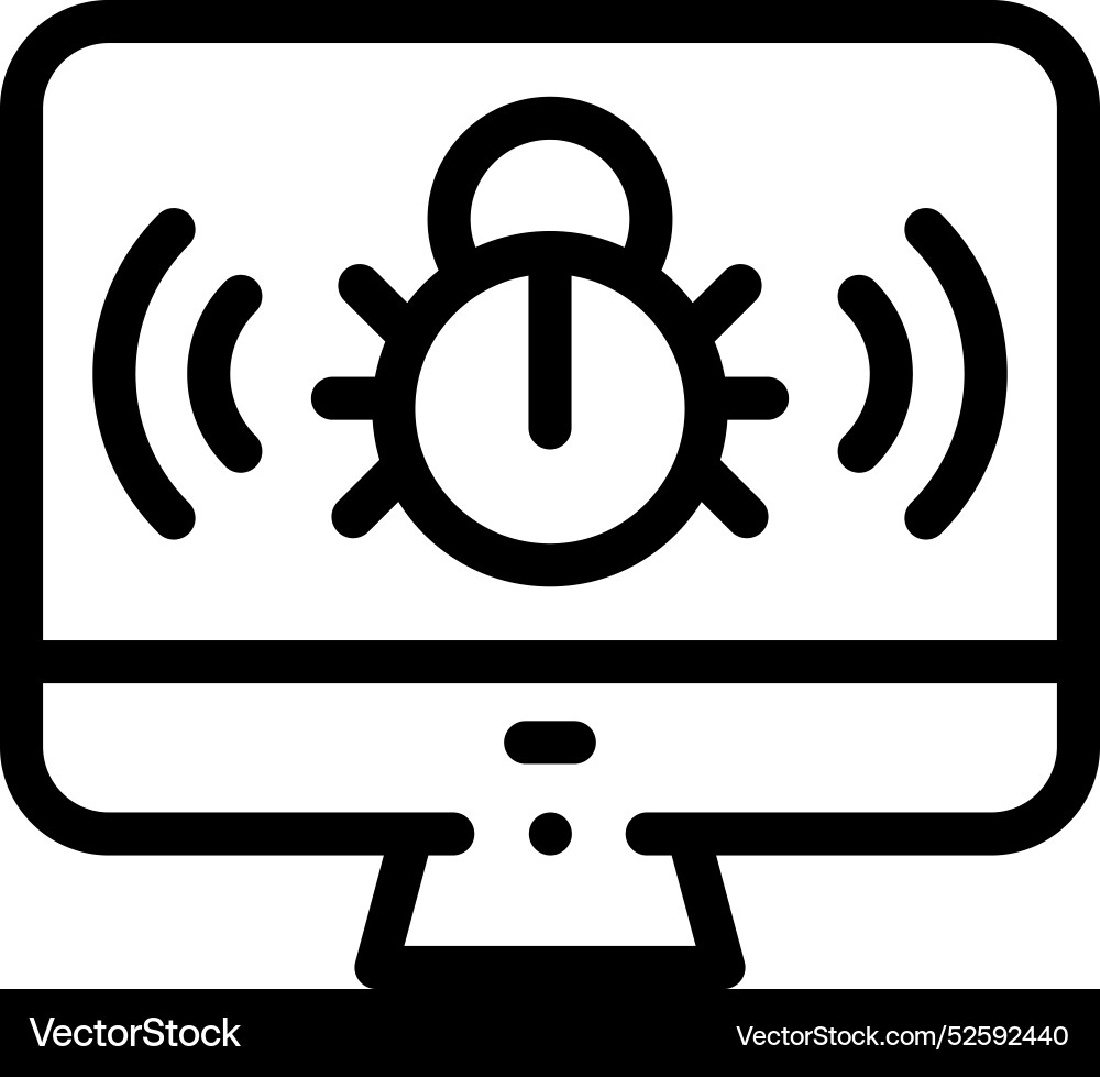 Computer bug icon thin linear style design Computer bug icon thin linear style design vector image