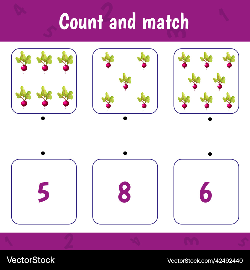 Counting game for preschool childrencount beets Counting game for preschool childrencount beets vector image