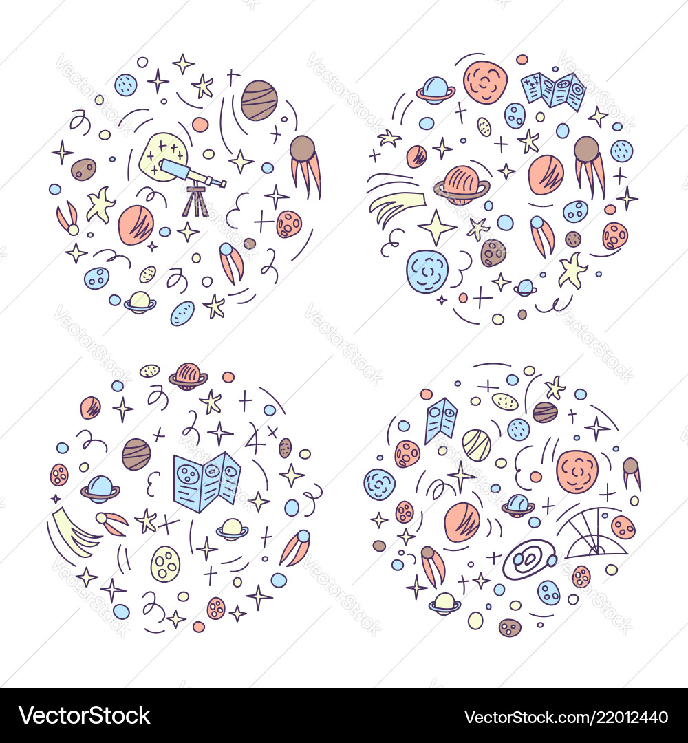 Design of space objects Vector Image