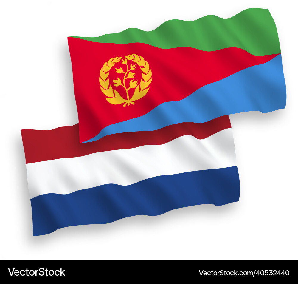Eritrean and Dutch Flags on White Vector Image