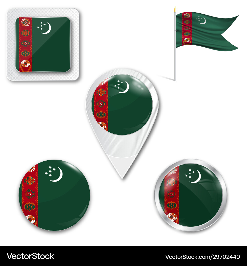 Flagge turkmenistan als runde glänzende Icon-Taste Flagge turkmenistan als runde glänzende Icon-Taste vektorbild