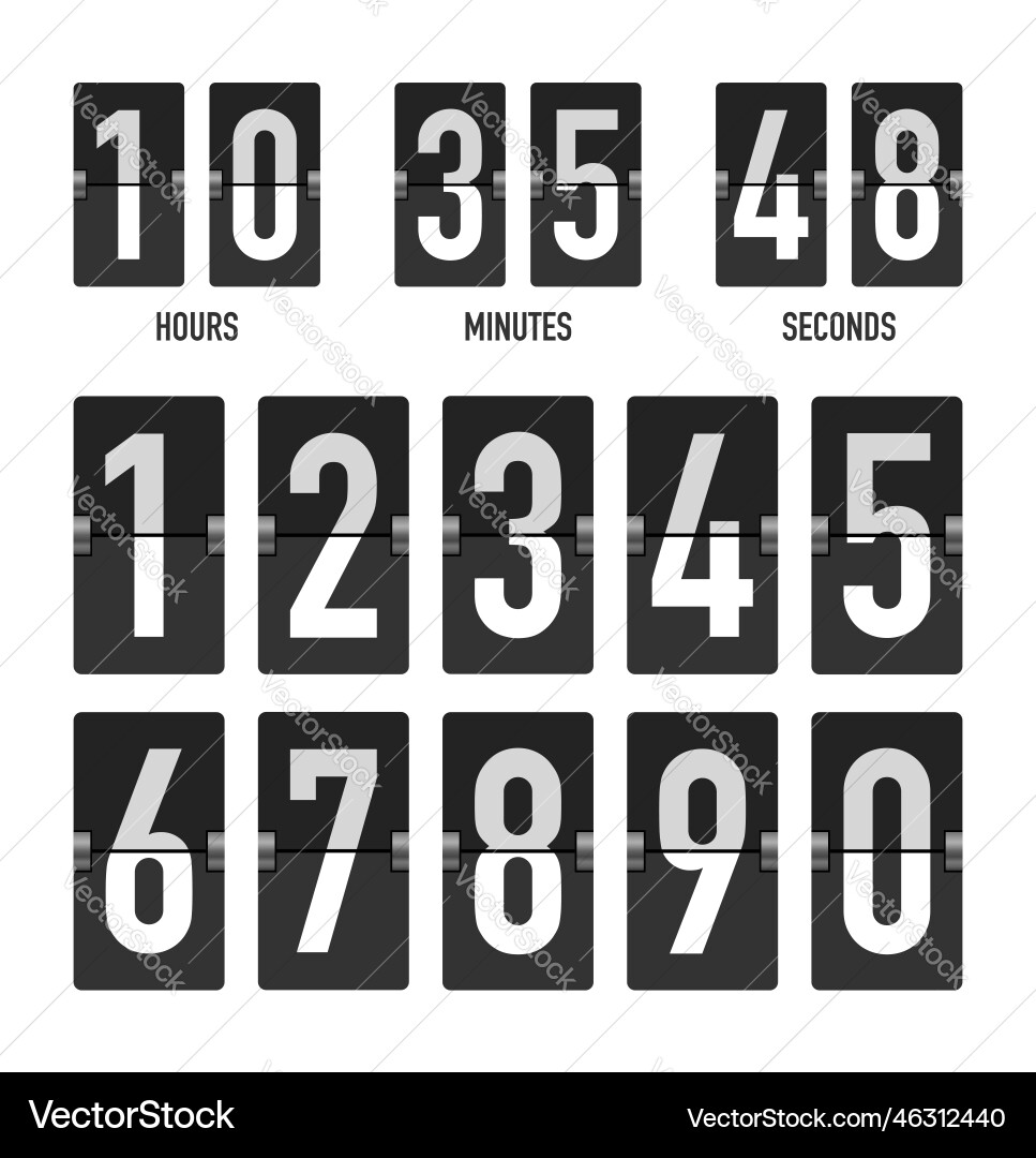 Flip Clock Numbers Display vector image