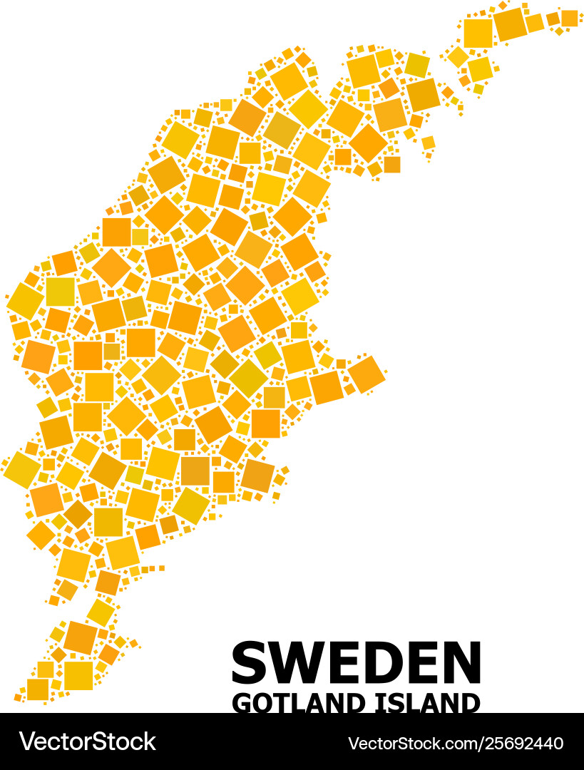 Gold rotated square pattern map gotland island Vector Image