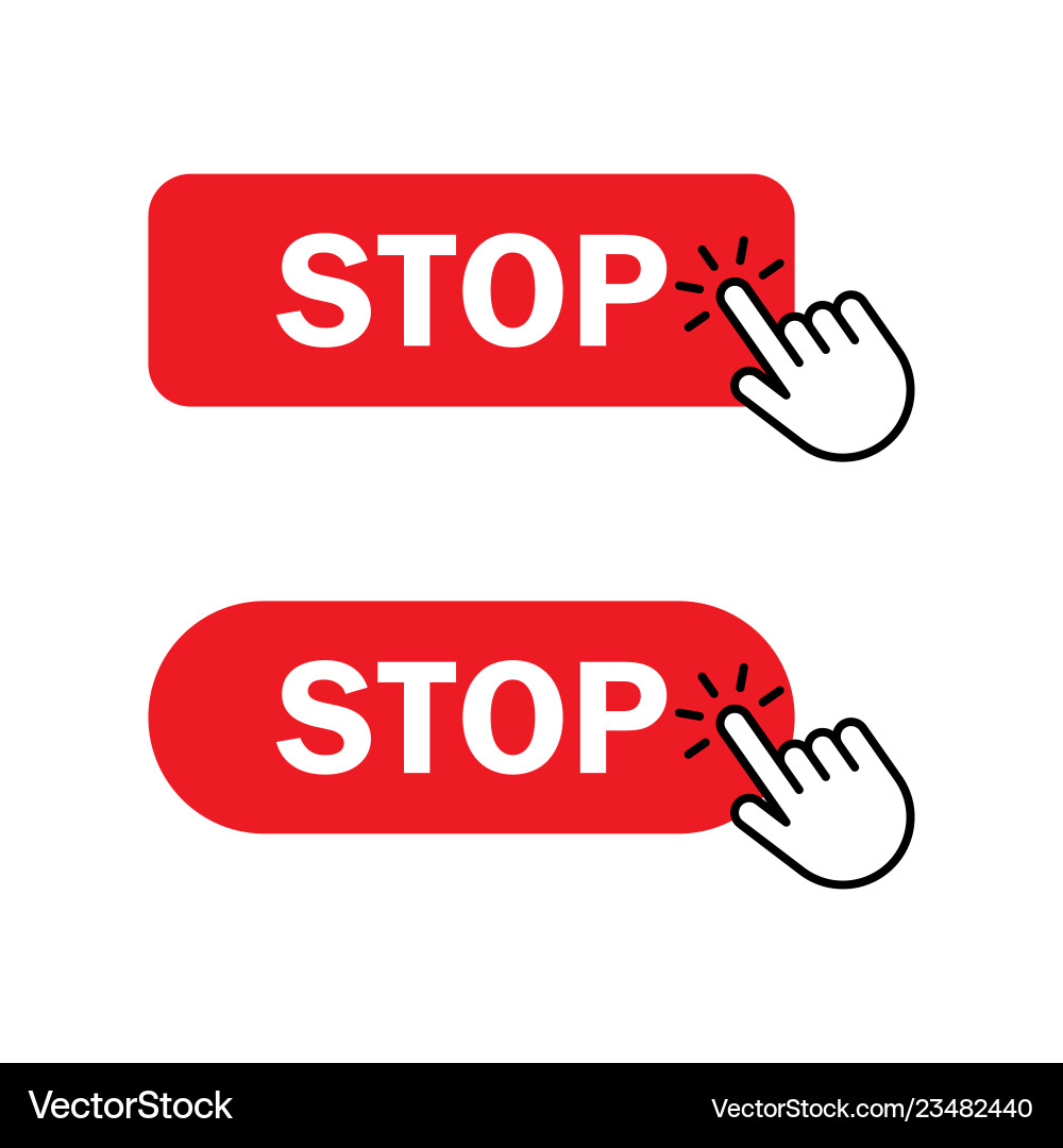 Hand cursor clicks stop button Vector Image