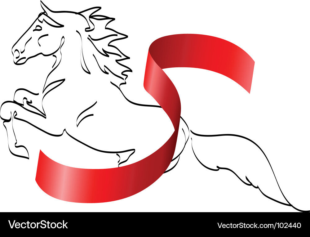Horse with Ribbon - Speed and Elegance vector image
