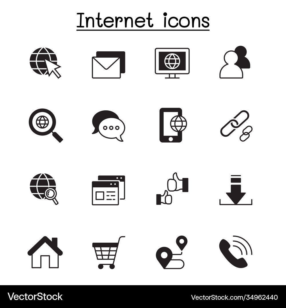Internet browser icon set graphic design Vector Image