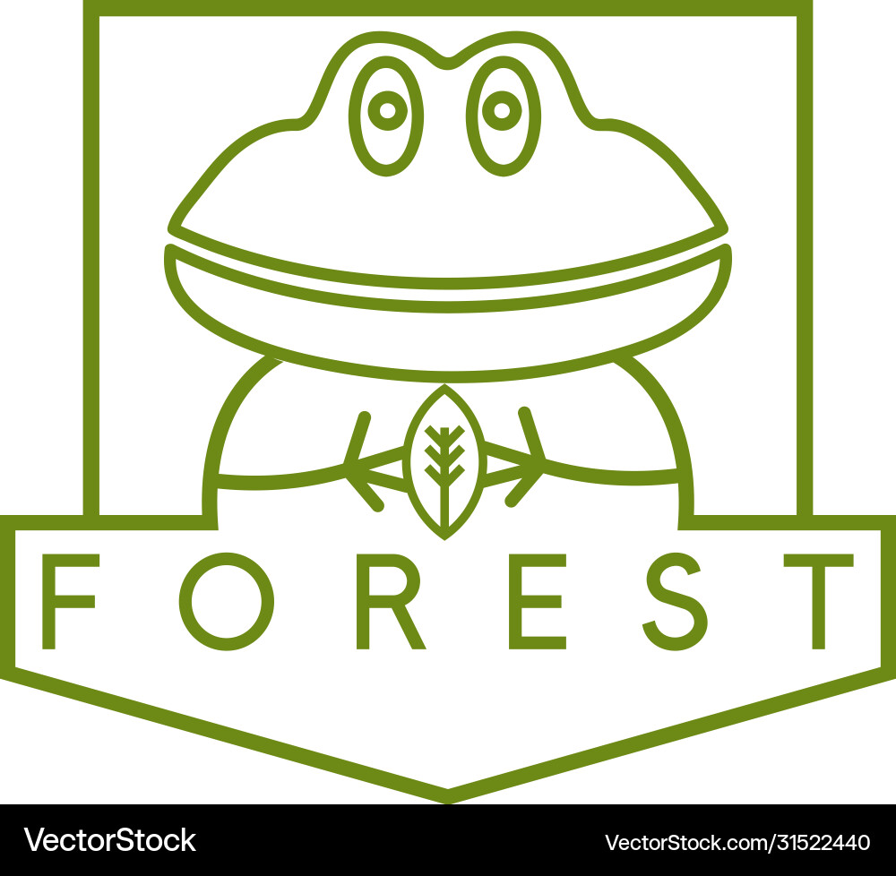 Line art crest with simple frog vector image