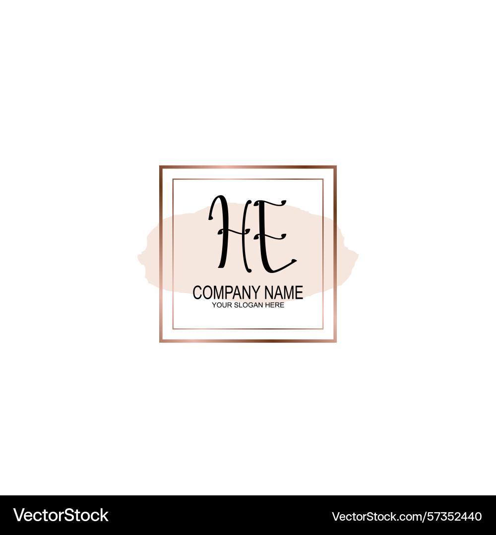 Minimalist handwritten he initial logos with soft Vector Image