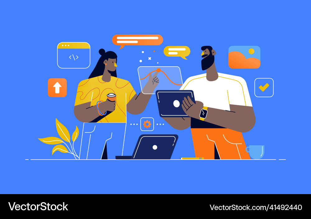 Modern UI & UX Collaboration Vector Image