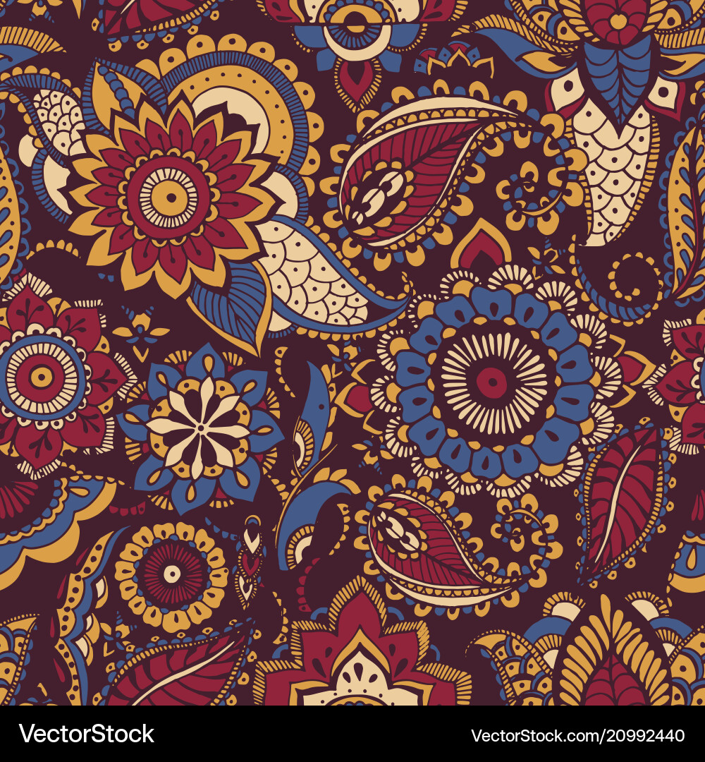 Persian Paisley Floral Pattern – Royalty-Free Vector | VectorStock, image size:1000x1080