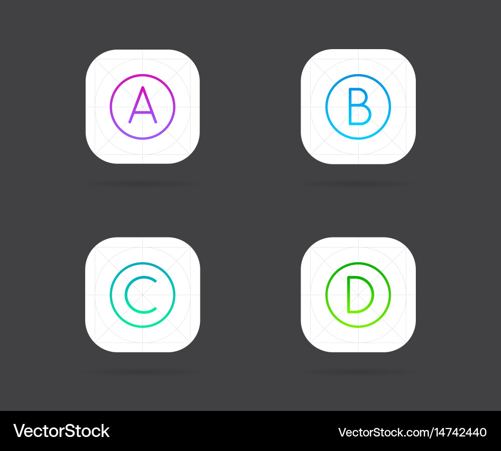 Set app icon template with guidelines fresh colour Vector Image