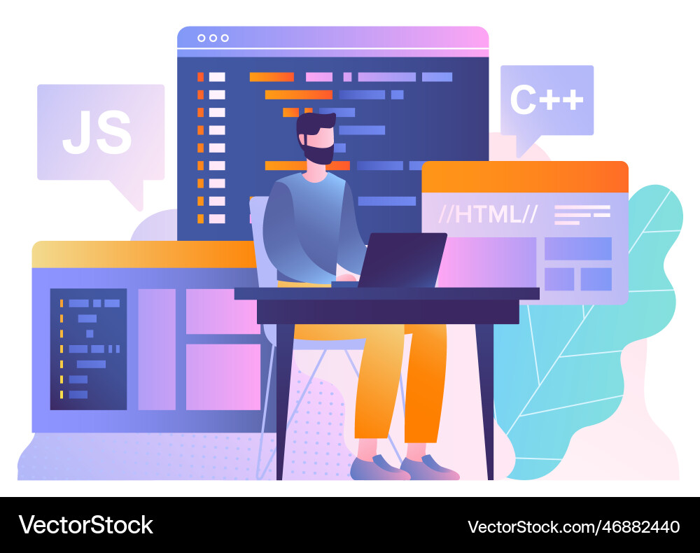 Software Developer Coding Vector Image