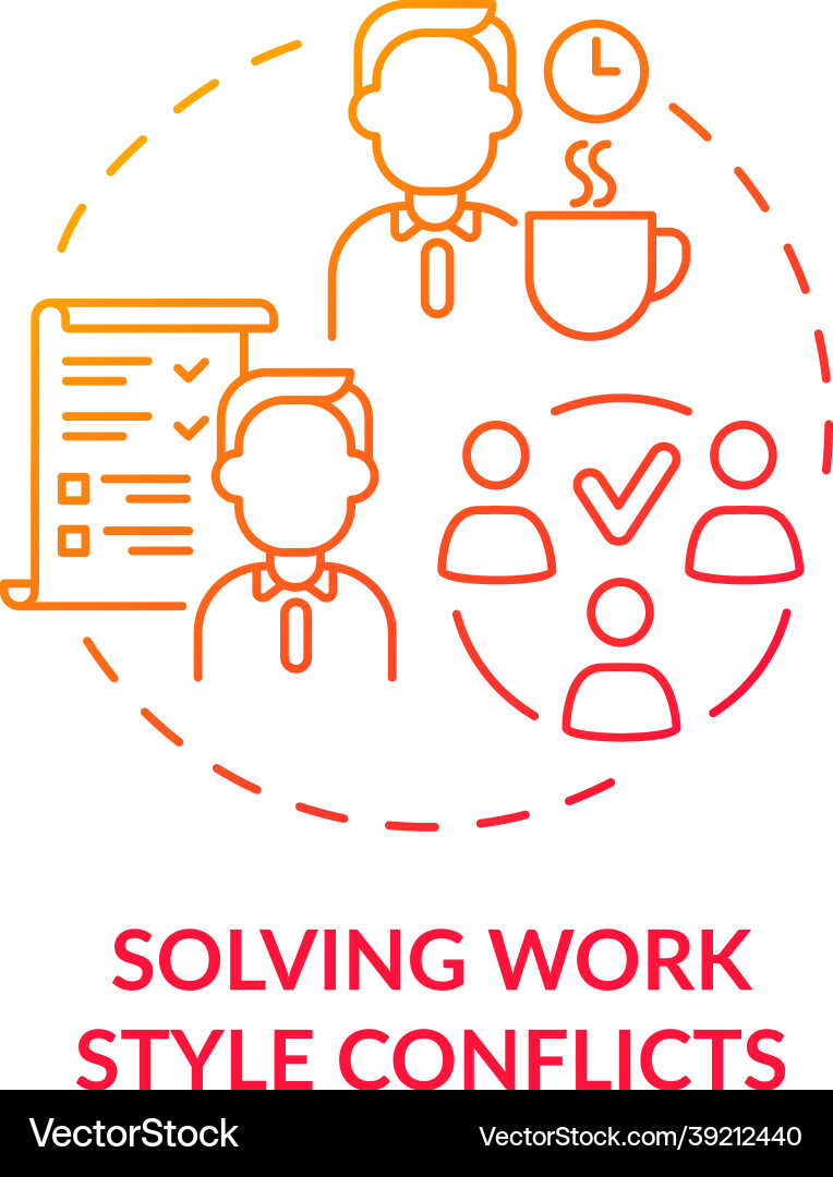 Solving work style conflict red gradient concept Solving work style conflict red gradient concept Vector Image