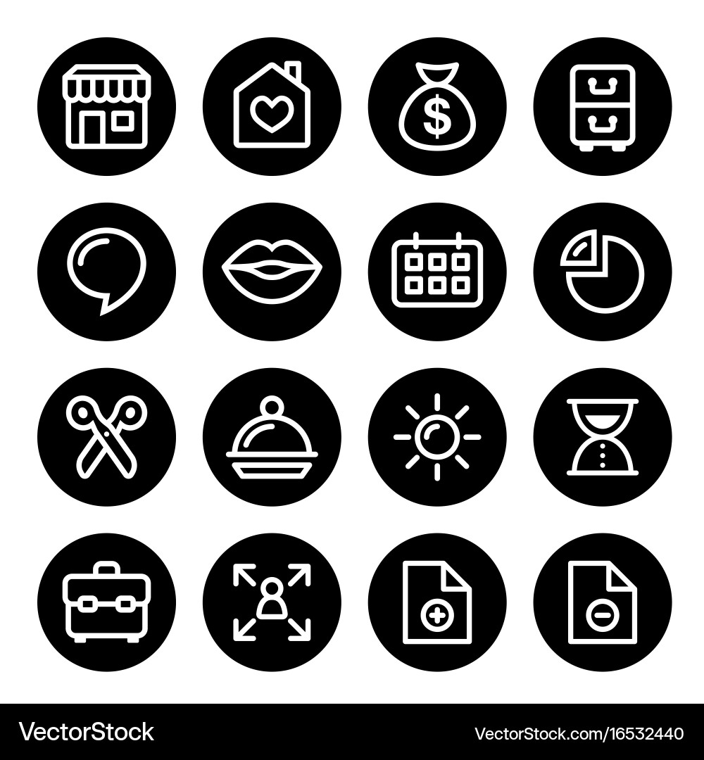 Website menu navigation round line icons flat des Vector Image