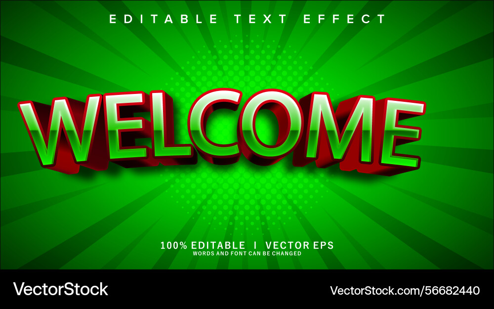 Welcome 3d text effect with modern style design Welcome 3d text effect with modern style design vector image