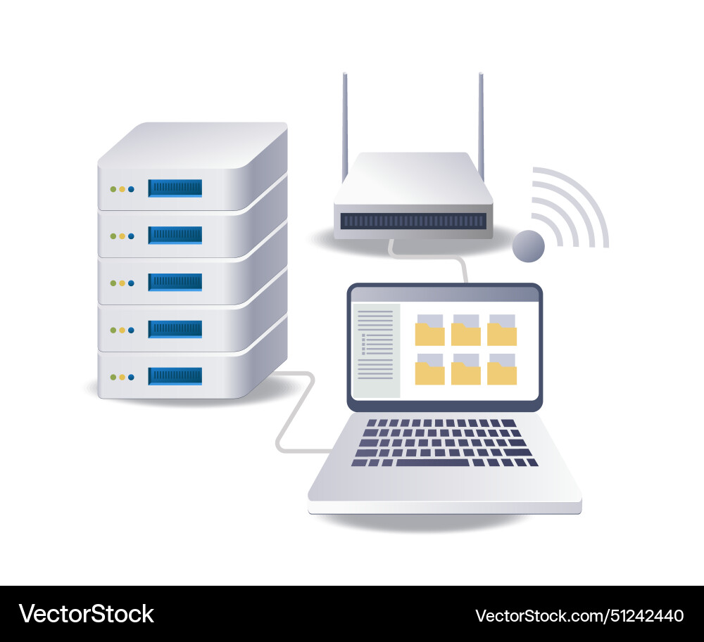 Wifi network computer data server infographic 3d vector image