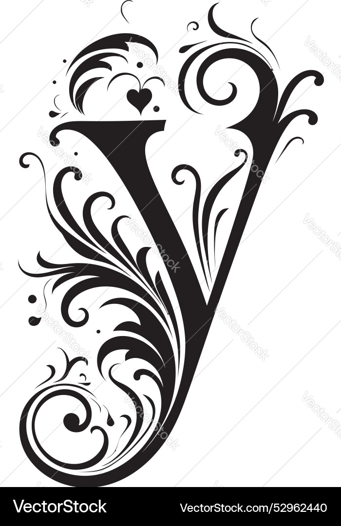 Yonder script enchanting font y yesteryear Yonder script enchanting font y yesteryear vector image