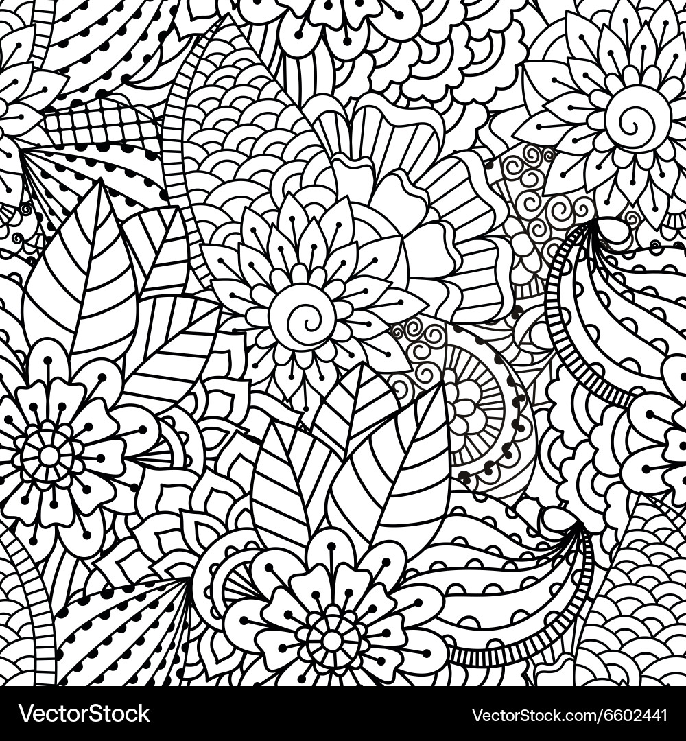 Black and White Henna Pattern vector image