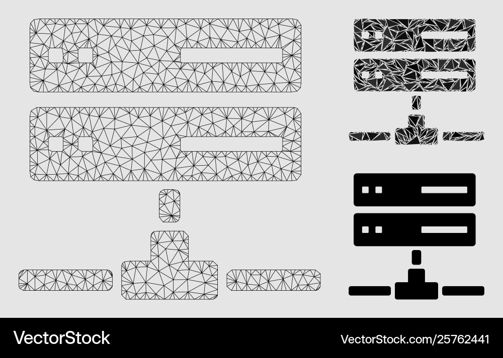 Database connection mesh carcass model vector image