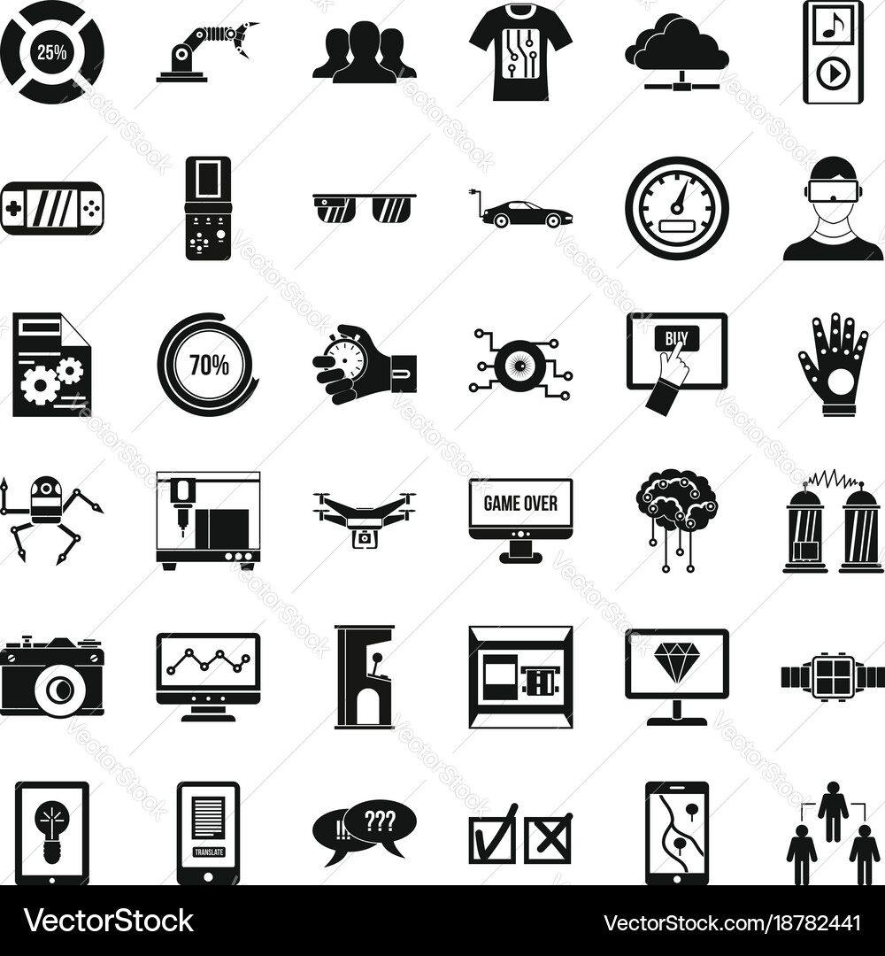 Game over icons set simple style vector image