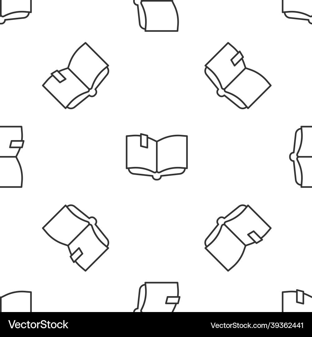 Grey line open book icon isolated seamless pattern Grey line open book icon isolated seamless pattern vector image
