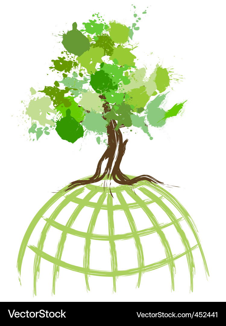 Ink splat tree world vector image