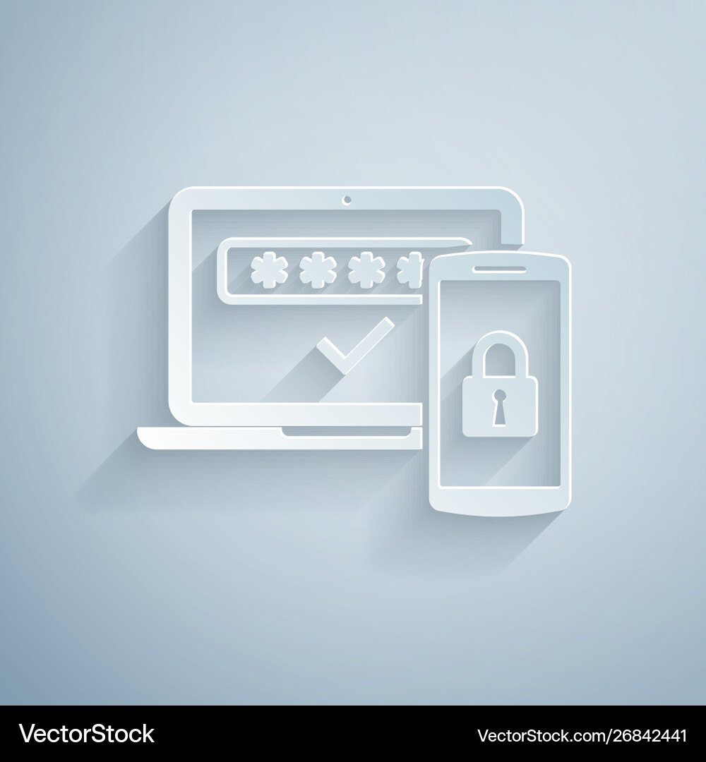 Paper cut multi factor two steps authentication vector image