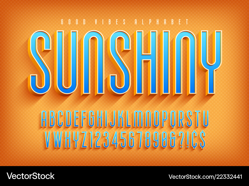 Retro 3D Alphabet Display Font vector image