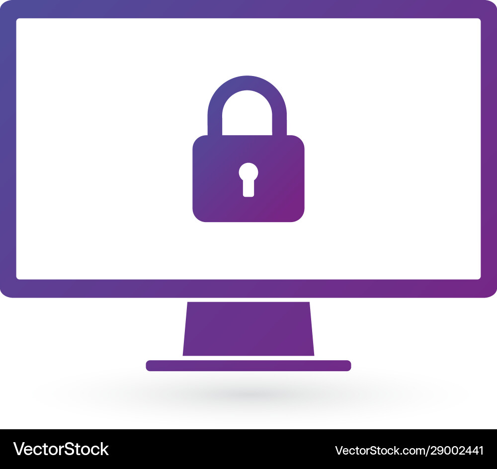 Security computer lock icon password protected vector image