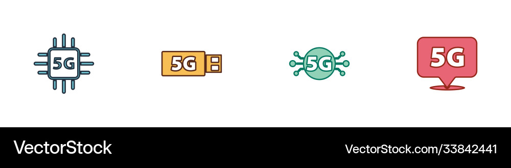 Set processor 5g modem network and location icon Set processor 5g modem network and location icon vector image