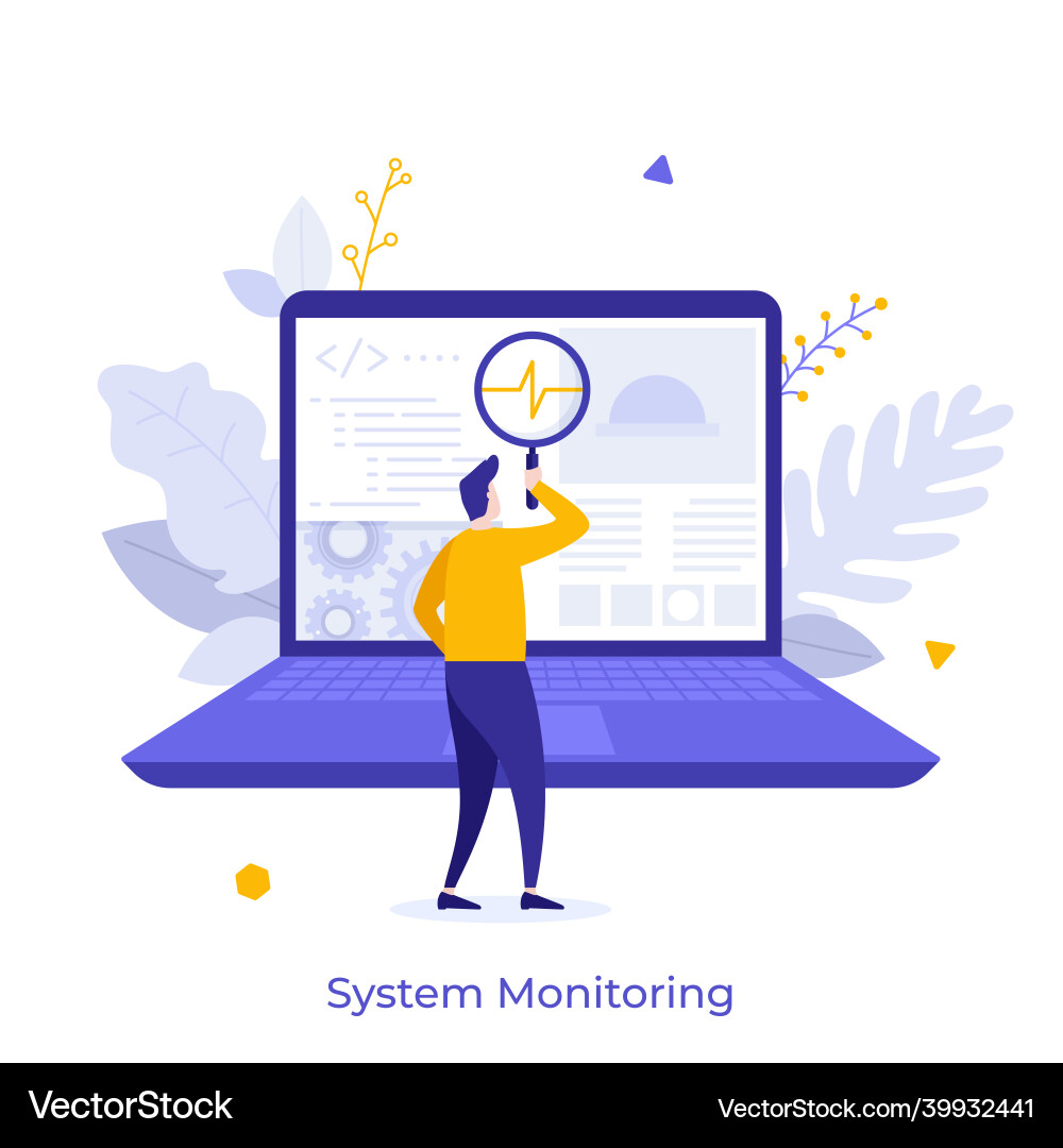System Monitoring Analysis Vector Image