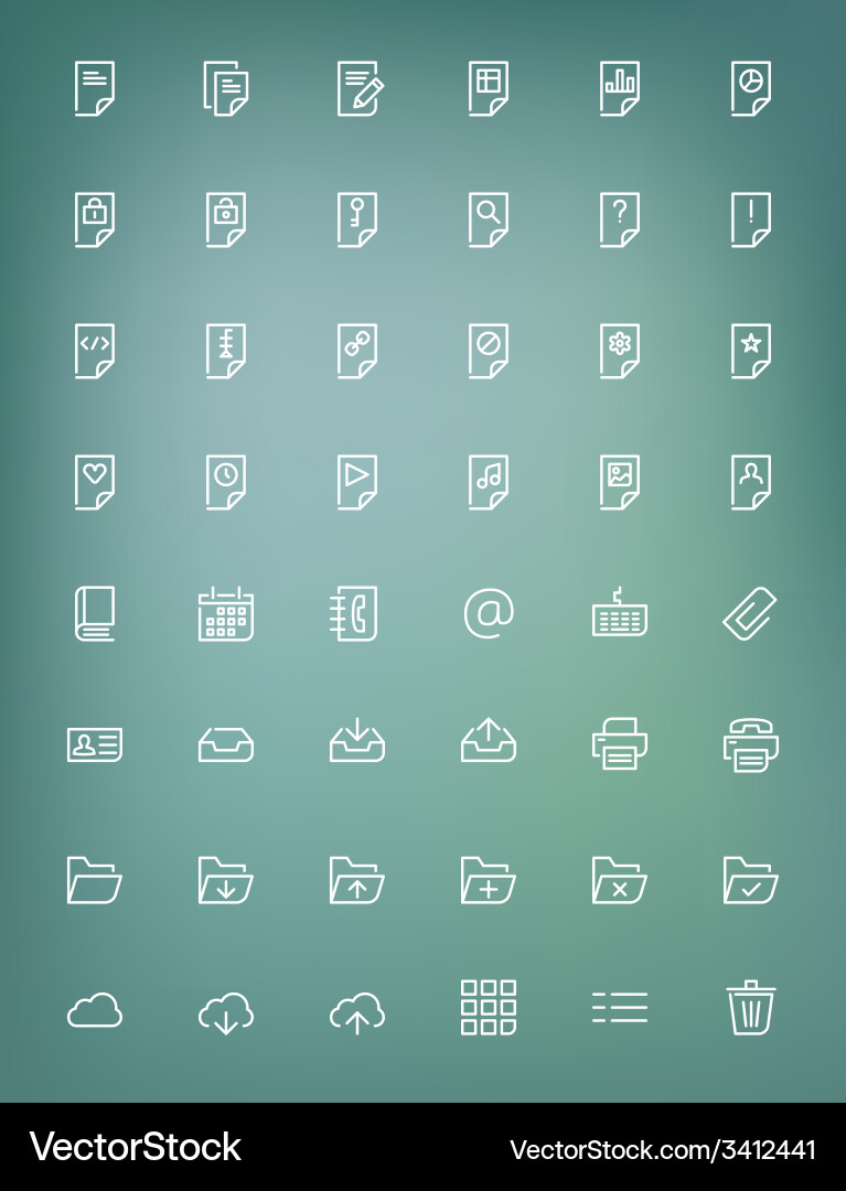 Thin line document icons set for web and mobile vector image