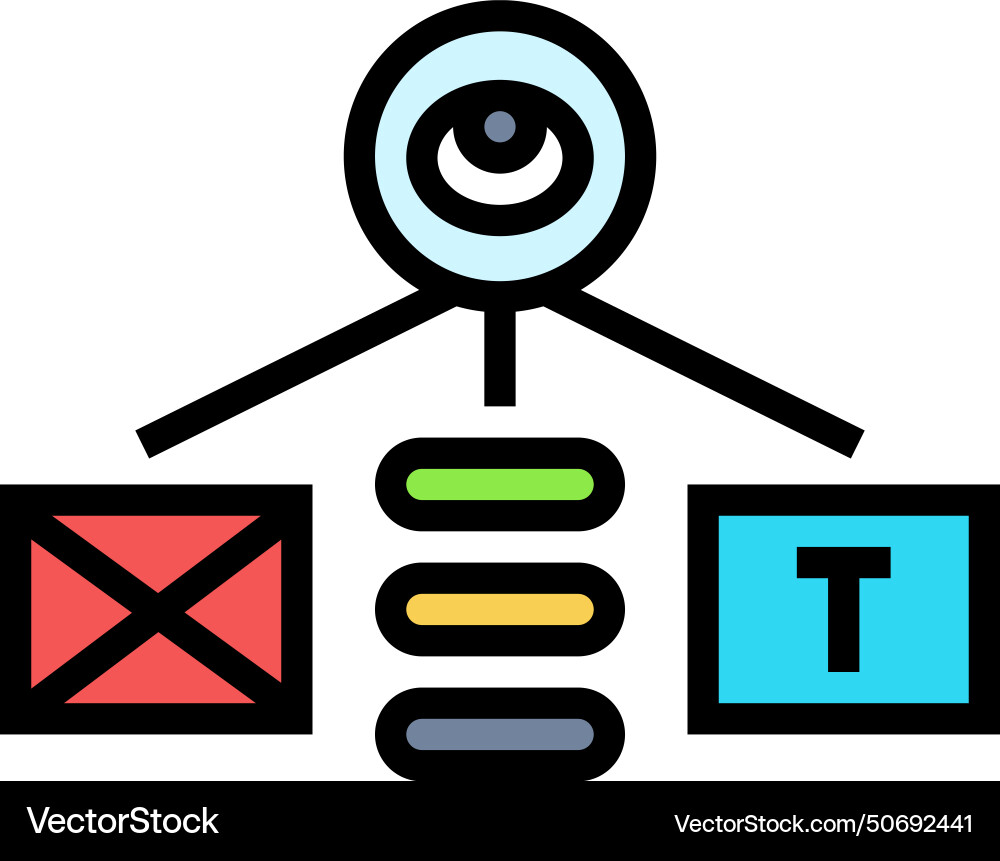 Visual hierarchy ux ui design color icon Visual hierarchy ux ui design color icon vektorbild