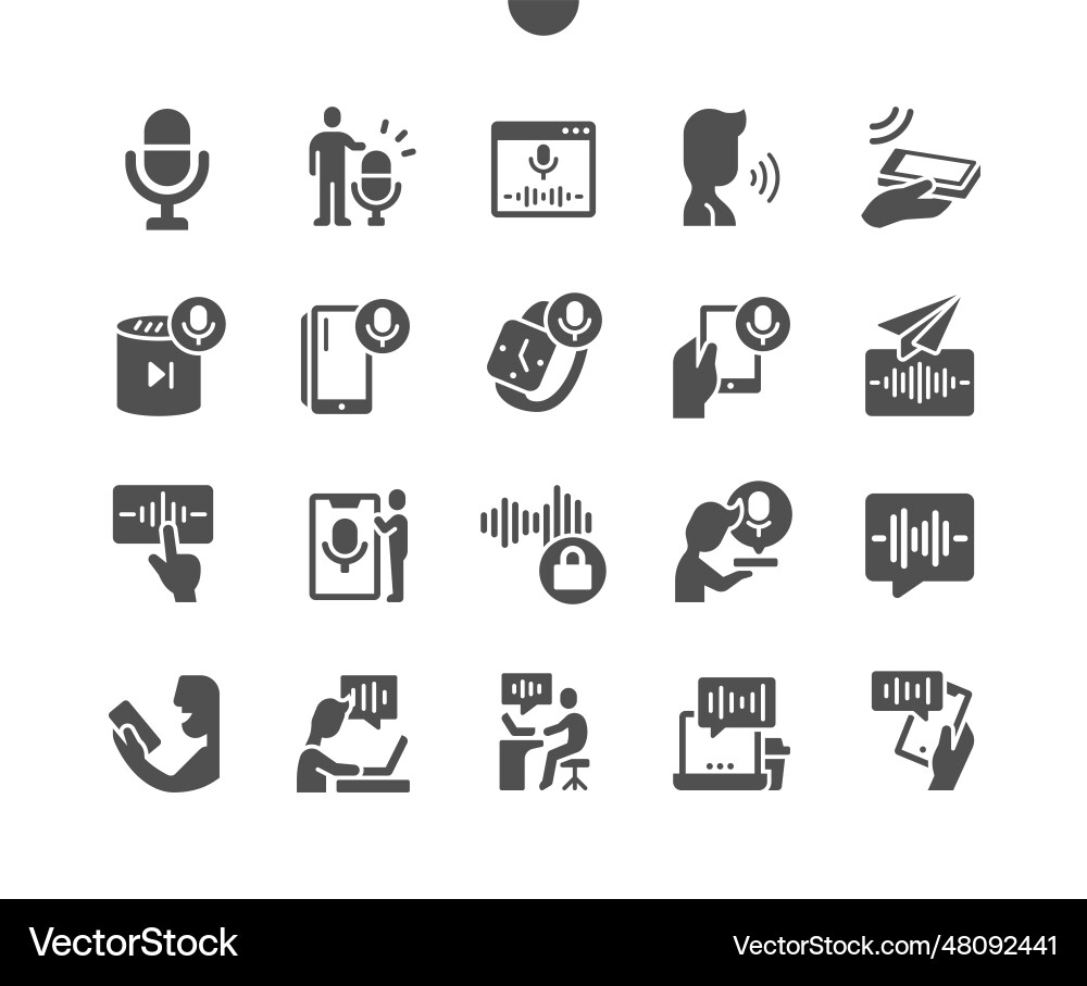 Voice functions start recording message Voice functions start recording message vector image