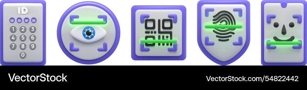 3d qr code biometric face scan cyber id Vector Image