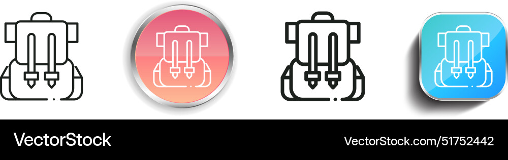 Backpack icon thin linear regular and button Backpack icon thin linear regular and button vector image