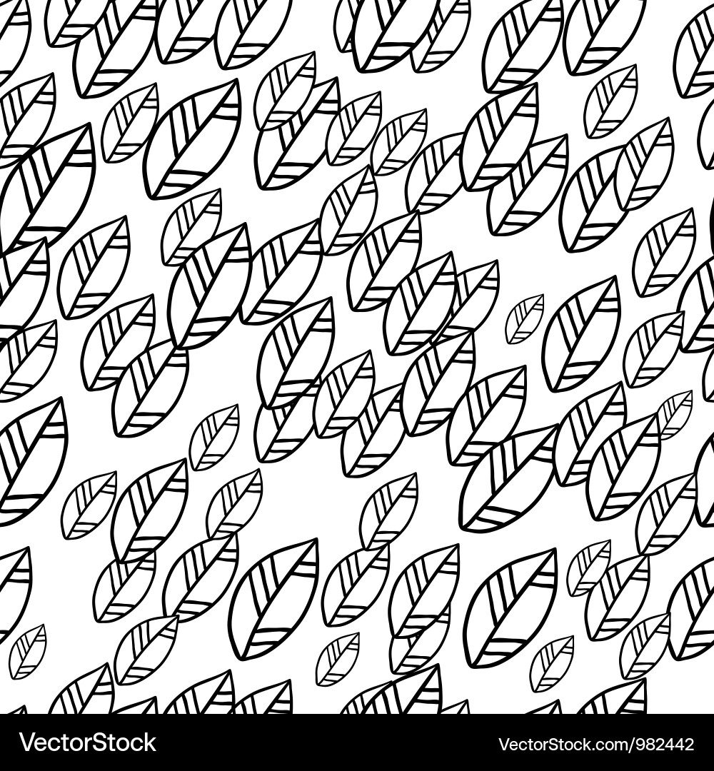 Black Leaf Pattern - Seamless Vector Image