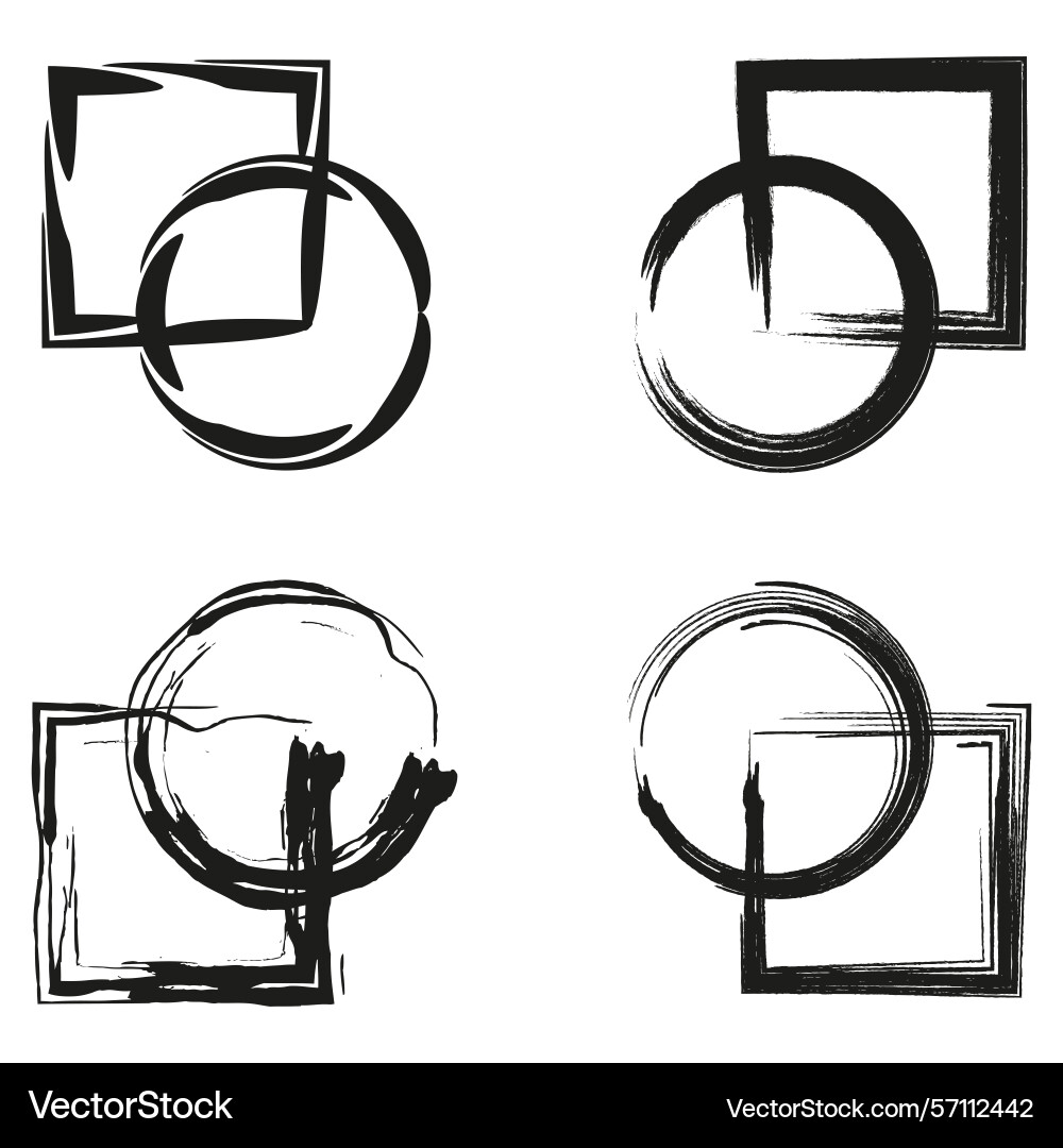 Circle square fusion mixed geometric icons sharp Circle square fusion mixed geometric icons sharp vector image