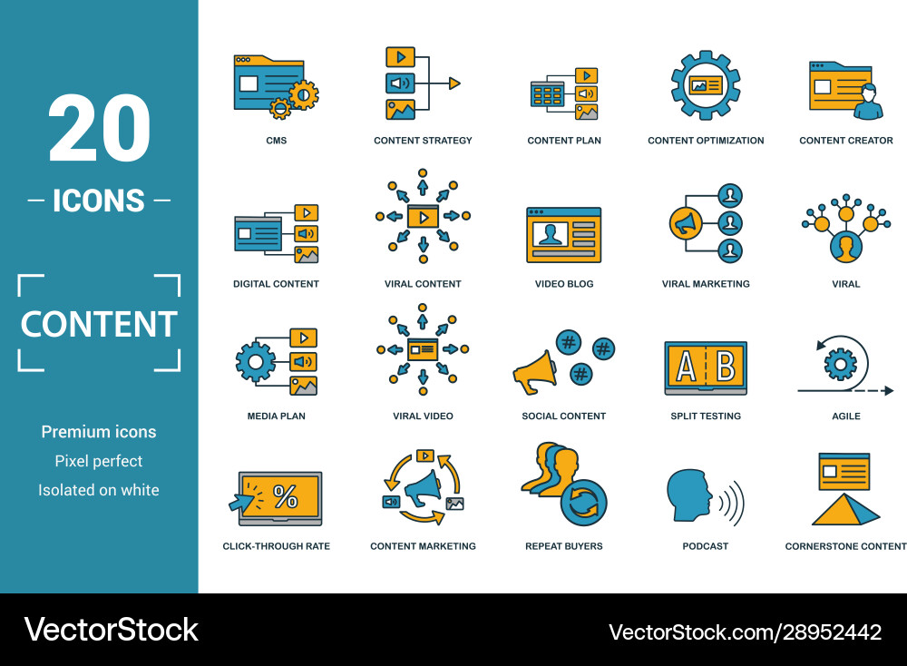 Content icon set include creative elements cms Content icon set include creative elements cms vector image