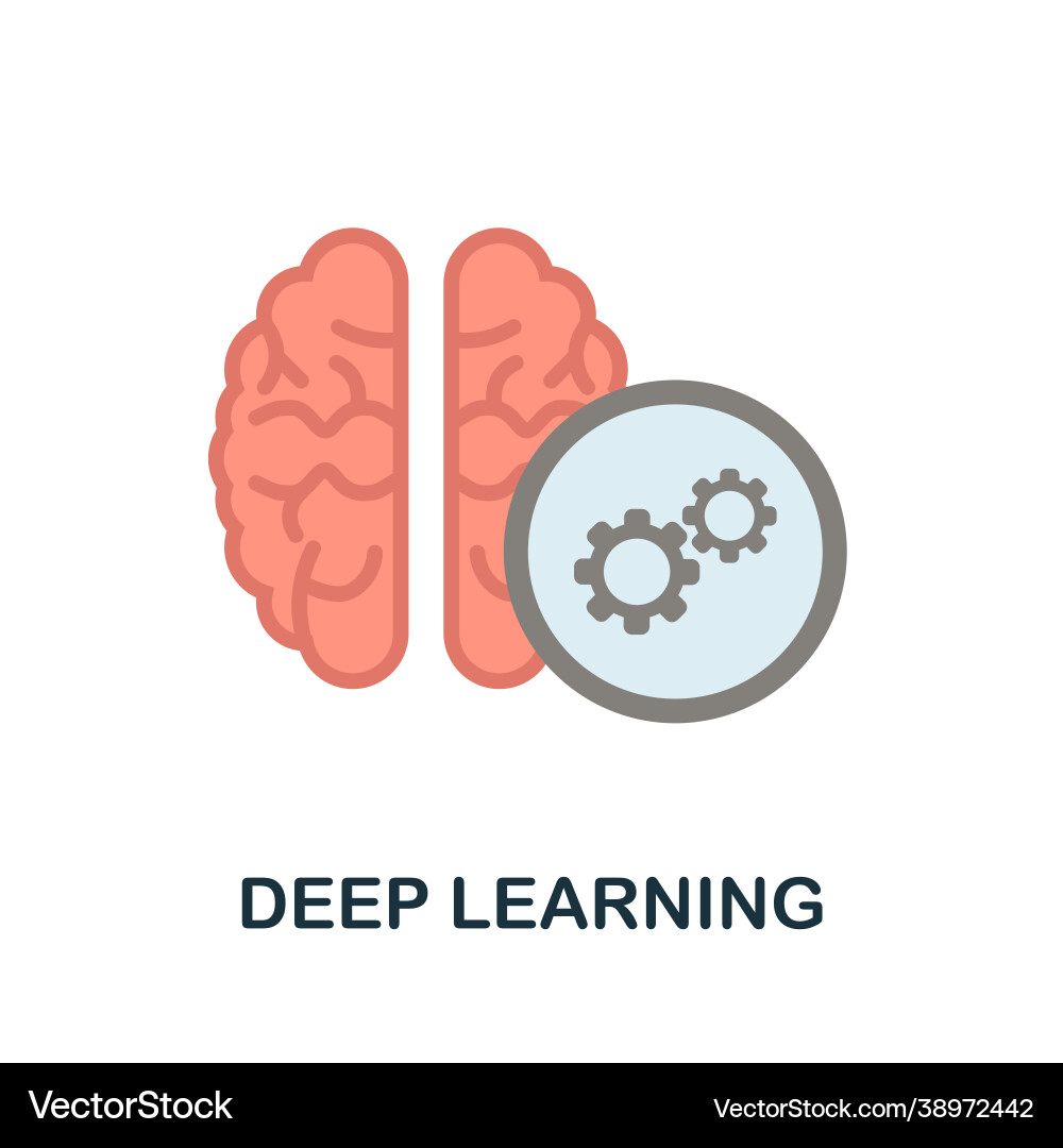 Deep learning icon flat sign element from data Deep learning icon flat sign element from data vector image