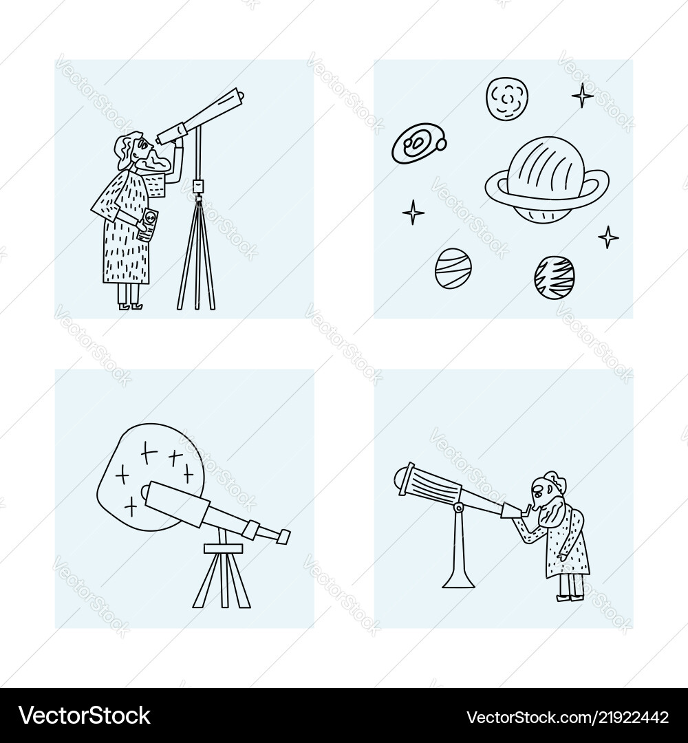 Design of astronomers and space objects Vector Image