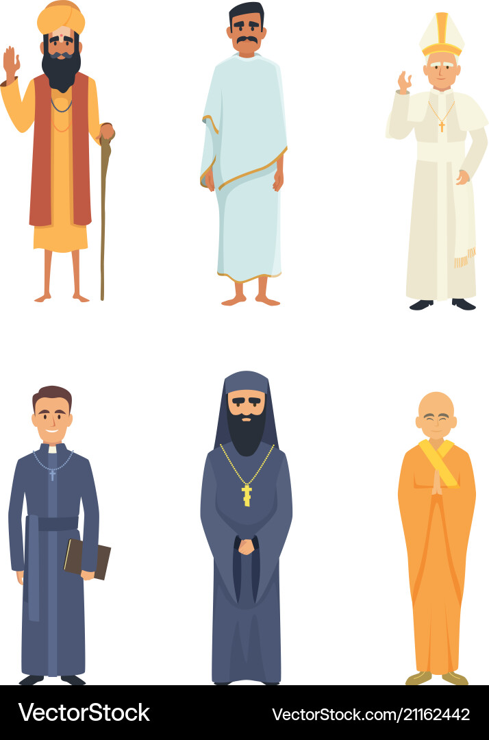Different religion leaders cartoon characters Vector Image