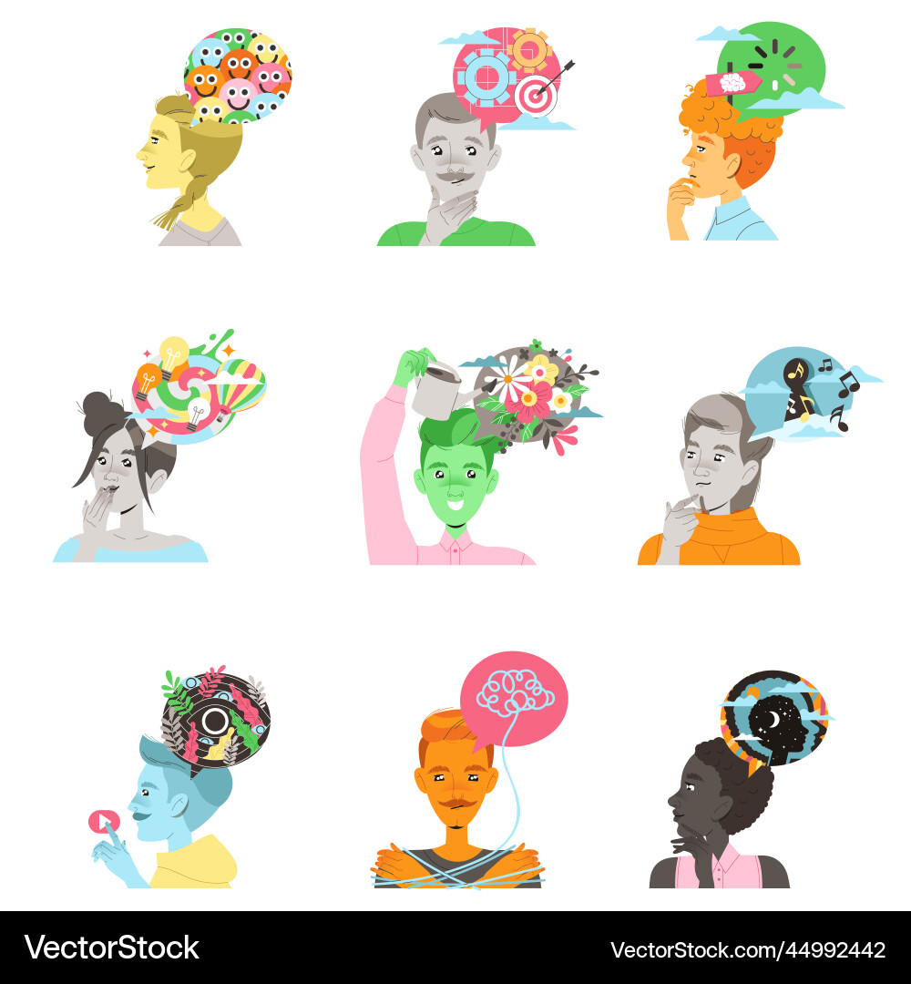 People characters with different types of thinking vector image