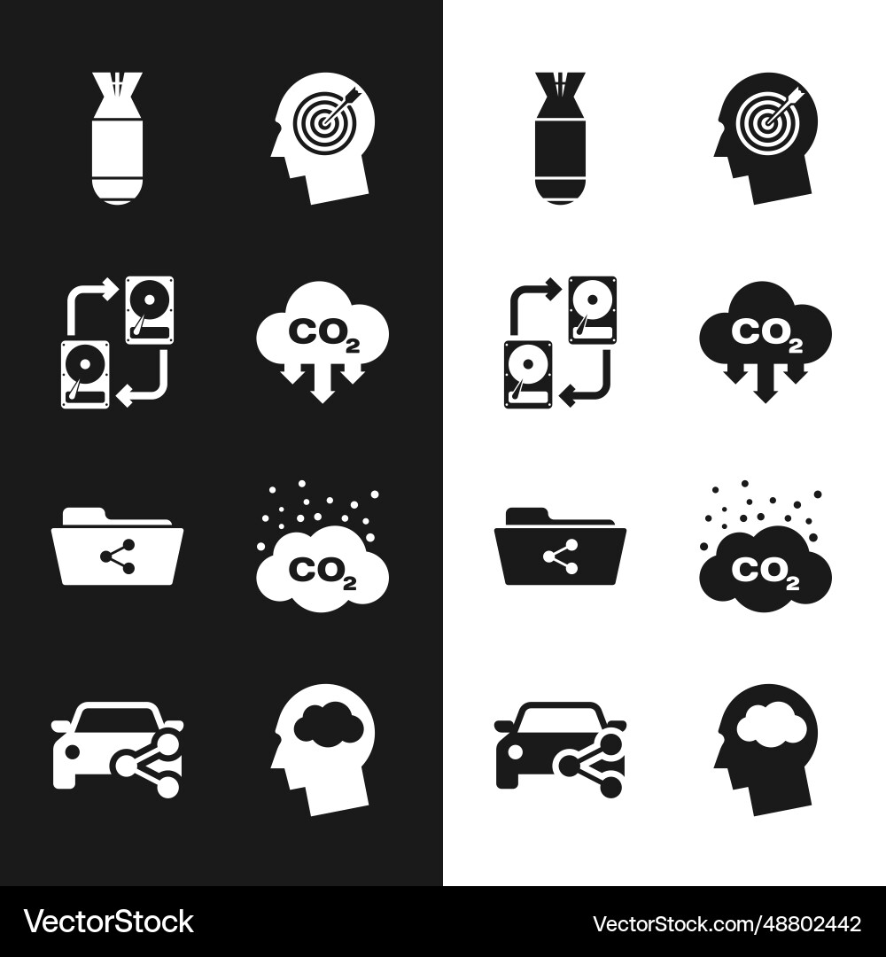 Set co2 emissions in cloud data exchange with hhd Set co2 emissions in cloud data exchange with hhd vector image