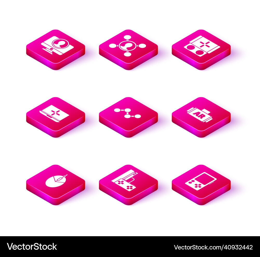 Set computer mouse gaming game console Set computer mouse gaming game console vector image