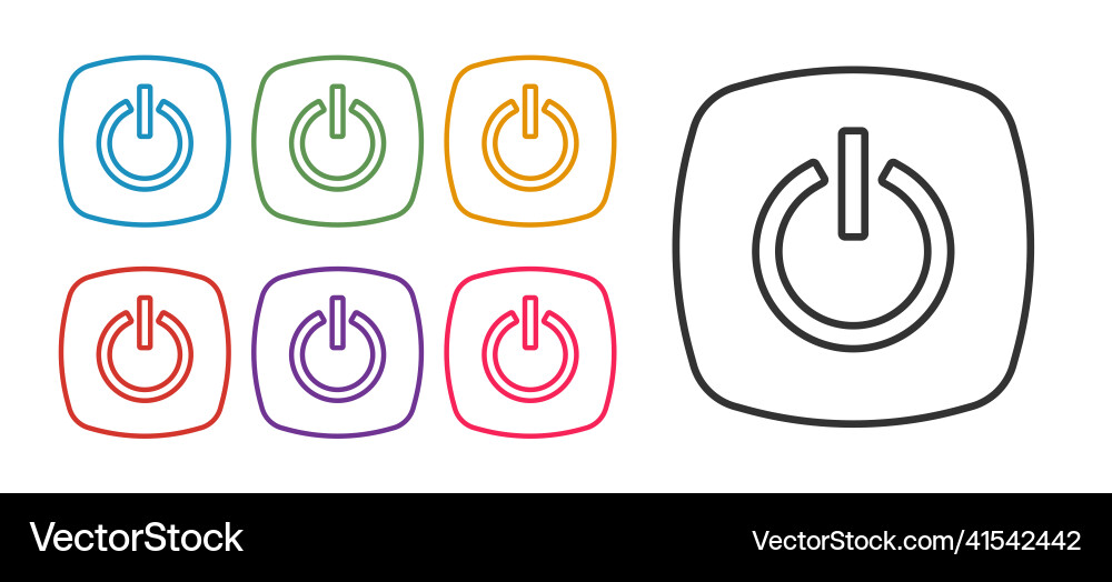 Set line power button icon isolated on white Set line power button icon isolated on white vector image