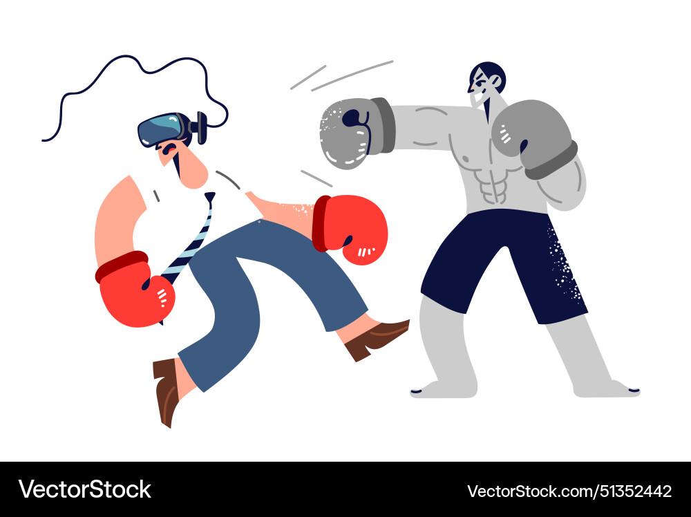 Simulation boxing match using vr helmet Simulation boxing match using vr helmet vector image