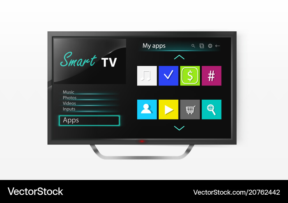Smart TV Menu on LCD Display vector image